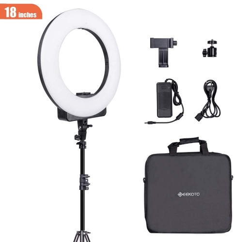 Geekoto LR18S 18" LED Ring Light Kit for Cell Phone iPhone Camera Professional Photography Selfie