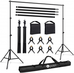 Hpusn BS01 10ft Adjustable Backdrop Stand for Photo Video Studio Backdrop Support System Kit