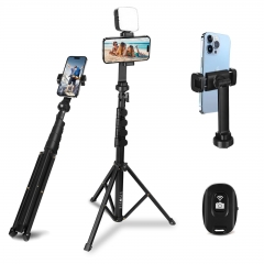 PHOPIK Phone Tripod Stand : Selfie Stick Extendable Camera & Cell Phone Tripod Stand for iPhone & Android Phone, Heavy Duty Aluminum, Lightweight
