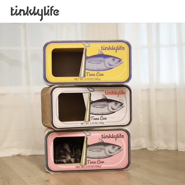 COLORFUL CANNED TUNA CAT HOUSE and CARDBOARD SCRATCHER