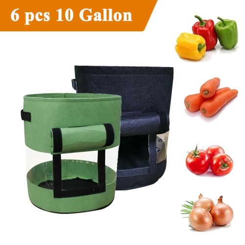 Garden  Plant Planter Fabric Bags Potato Grow Bags 10 Gallon  Breathable&Transparent Window