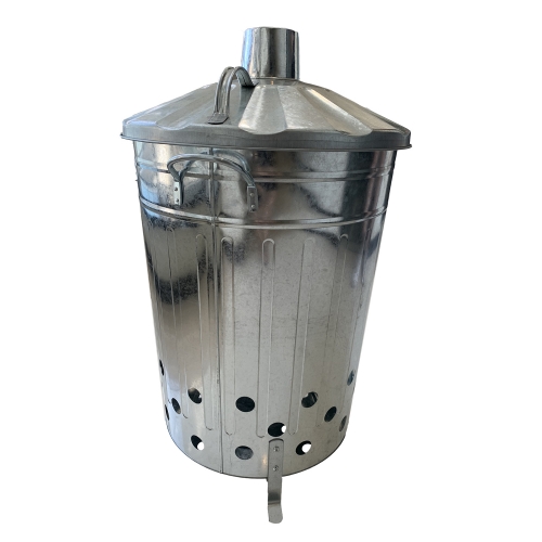 75L round large iron flip garbage can leaf incinerator