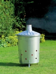 75L round large iron flip garbage can leaf incinerator