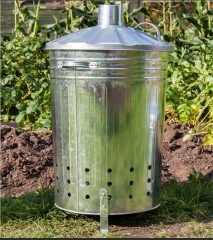 75L round large iron flip garbage can leaf incinerator