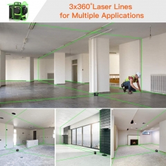 Seesii 3D Green Beam Self-Leveling Laser Level 3x360 Cross Line Laser
