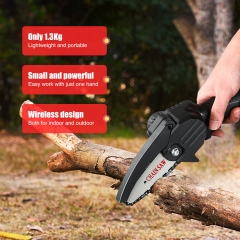 SEESII Mini Chainsaw, 4-Inch Cordless Power Chain Saws, Portable 21V Electric Chainsaw With Spare Battery, Handheld Pruning Shears Chainsaw for Courtyard Tree Branch Wood Cutting