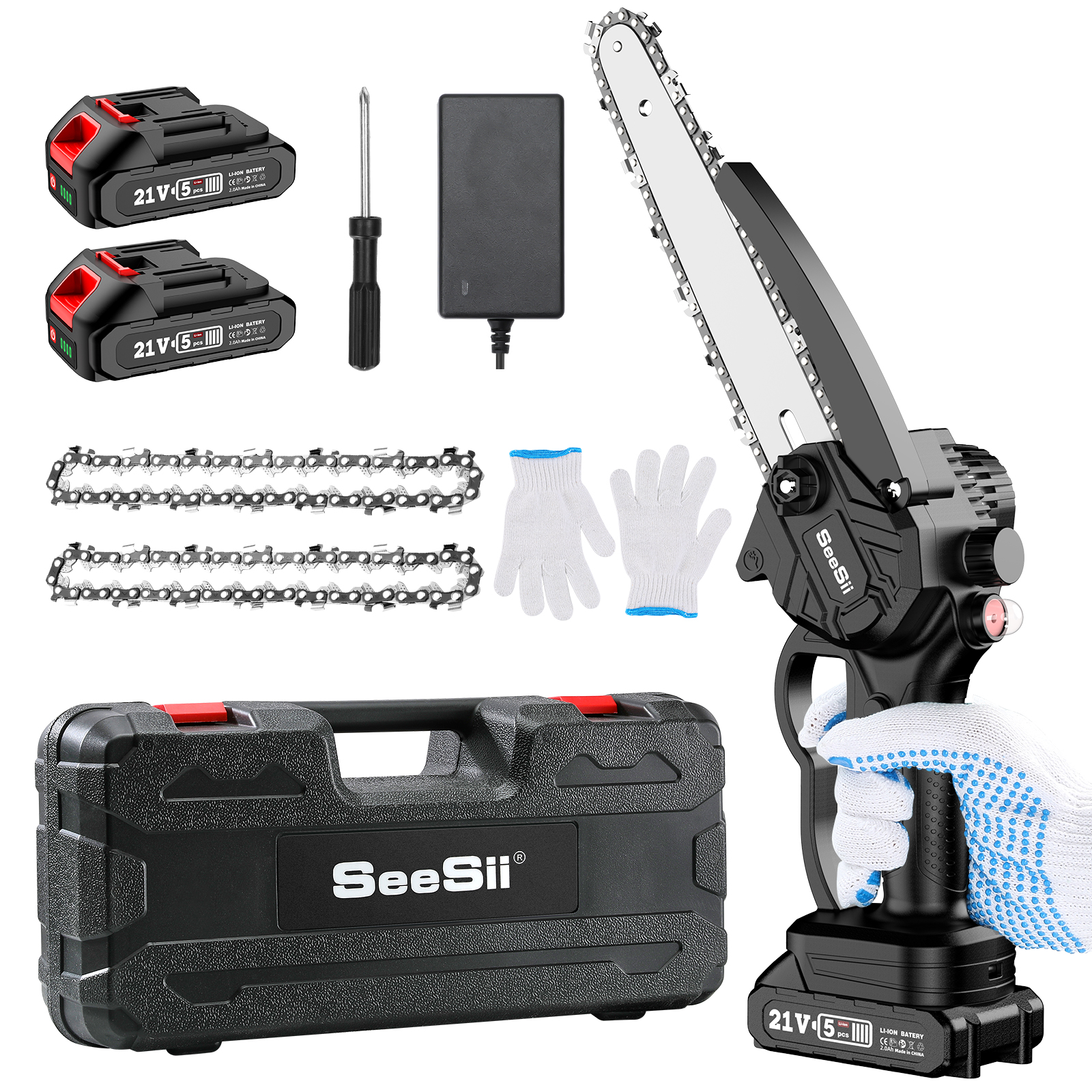 8 Inch Mini Chainsaw Seesii Cordless Chainsaw With 2x 2 0 Battery Auto Oil System One Handed