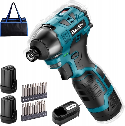 Seesii 1000Nm(738ft-lbs) High Torque Cordless Impact Wrench, 1/2 Brushless  Battery Impact Gun w/ 5.0Ah Battery,Fast Charger, 5pcs Sockets & Storage