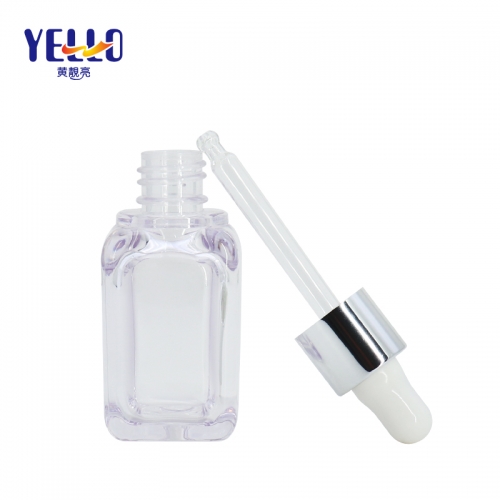 50ml Eco Plastic Clear Dropper Bottle Square Shape Amber Color SGS