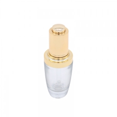 30ml 60ml Empty Cosmetic Dropper Bottles Glass Material Golden Cap