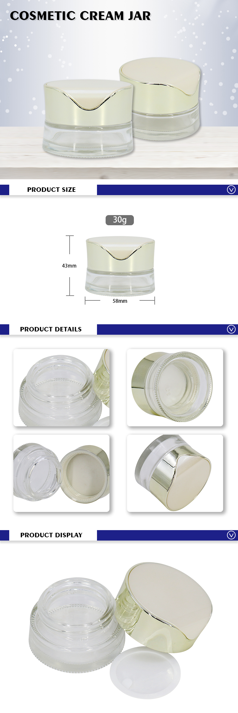 Luxury Cosmetic Jars Glass Face Cream Jars