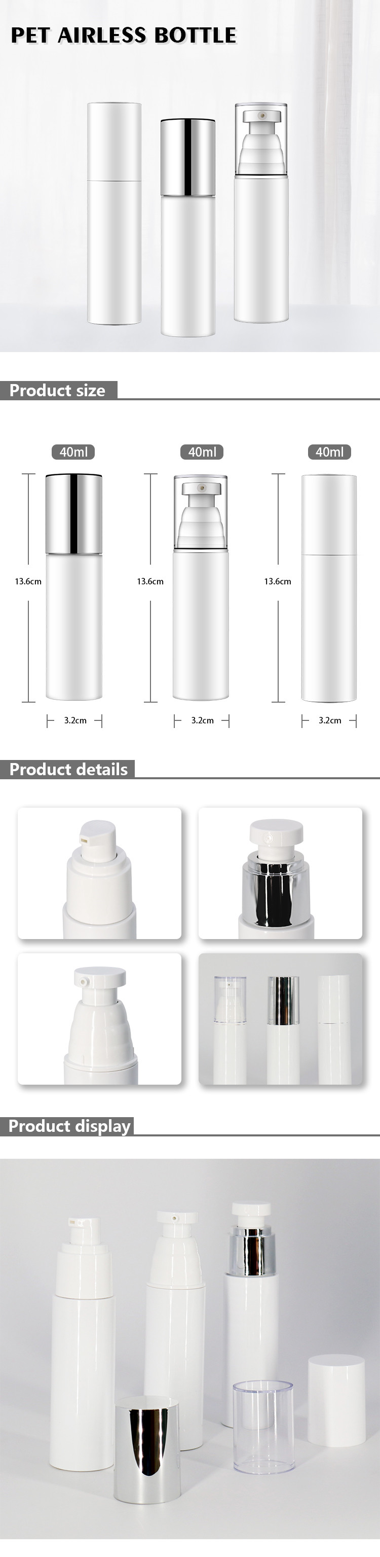 White Plastic Empty Airless Bottles 