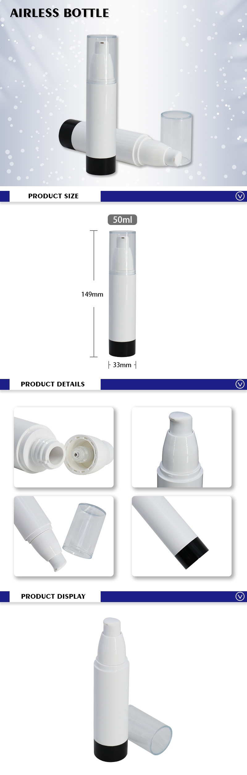 Opaque Airless Dispenser Bottles , PET Plastic Airless Vacuum Pump Bottle