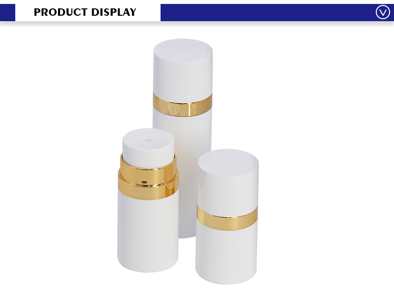 Golden Plating Airless Cosmetic Bottles PCTG Material Pearl White Color