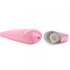 Pink Flat Plastic Cosmetic Packaging Tube / Cosmetic Tube Containers