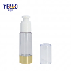 Transparent Airless Cosmetic Bottles Gold Plating / 35ml Lotion Bottle Packaging