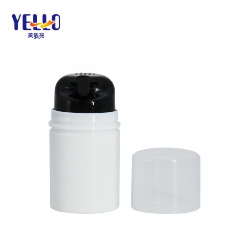 50ml Black Airless Pump Bottle For Cosmetic Packaging Round Shape