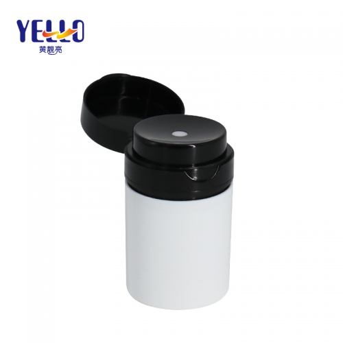 Black Pump Airless Cream Bottle 50ml Round Shape OEM Customized