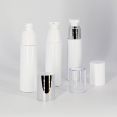 40Ml Airless Pump Bottles , White PET Plastic Empty Lotion Containers