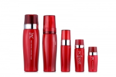 Eco Friendly Beauty Product Containers , Red Color Empty Plastic Pump Bottles