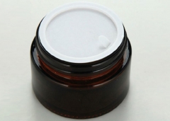 Reusable Amber Glass Cosmetic Jars , Glass Cream Containers 20g 30g 50g