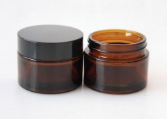 Reusable Amber Glass Cosmetic Jars , Glass Cream Containers 20g 30g 50g