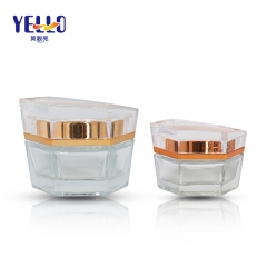 Hexagonal Clear Cosmetic Glass Cream Jar 20g Facial Cream / Body Cream Jar
