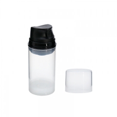 Customized Round Clear Airless Cosmetic Bottles PE Plastic For Lotion Cream