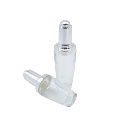 Clear Glass Dropper Bottles With Silver Pump