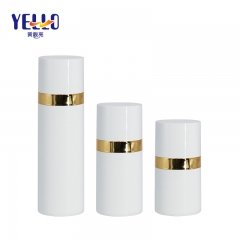 Golden Plating Airless Cosmetic Bottles PCTG Material Pearl White Color