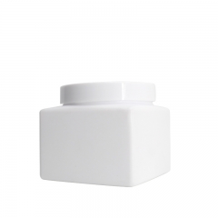 White 500ml Empty Plastic Square Cream Jar For Cosmetic Packaging