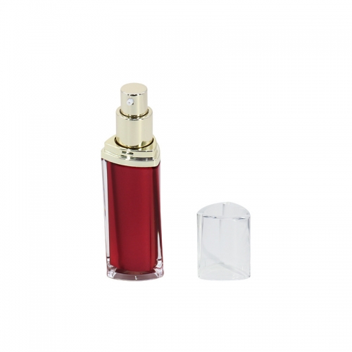 Triangle Shape Acrylic Lotion Pump Bottle 30ml With Red Color Silk Printing