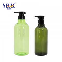 Round Shape Green Empty Shampoo Bottles Shower Gel Container With Pump 450ml