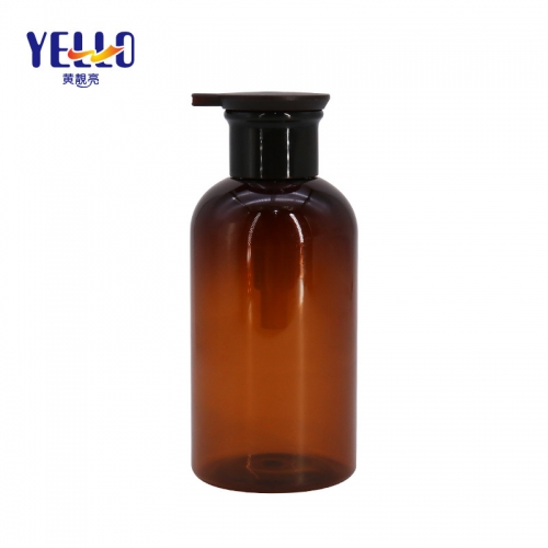 Non - Toxic Round Shape Empty Shampoo Bottles 380ml PET Plastic With Pump Cap