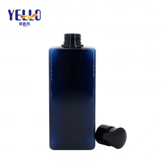 Dark Blue Square Empty Shampoo Bottles 400ml With Pump Dispenser