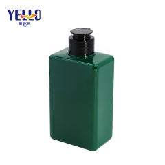 Green Color Empty Square Shampoo Bottle 300ml With Flip Top Cap