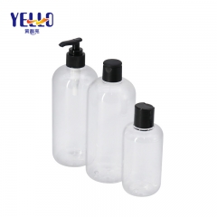 Round Clear PET Plastic Empty Shampoo Bottles , Shampoo Pump Containers With Flip Cap