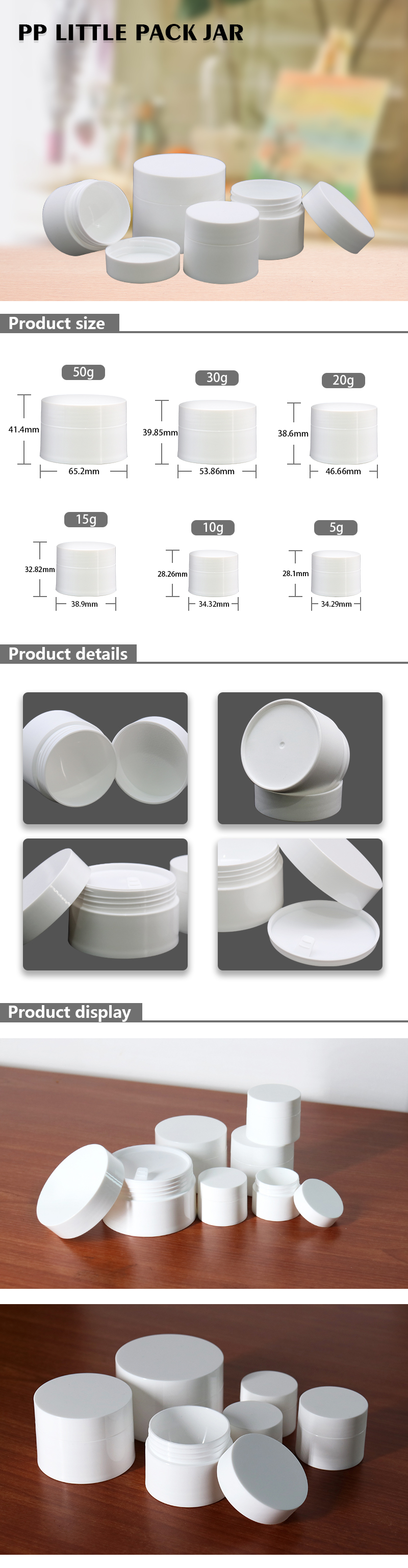 Empty Pp Plastic Lotion Jars Face Cream Jar Pink 5G 10G 20G 50G