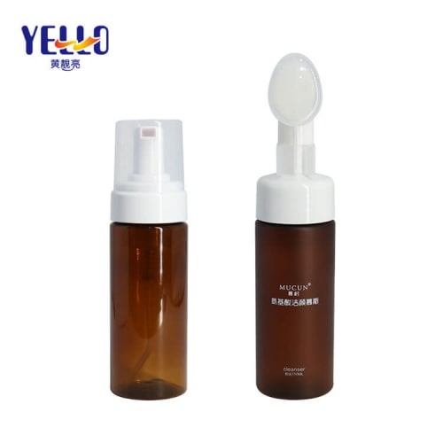 Frosted Amber Foam Dispenser Bottle With Silicone Brush Or Foam Pump