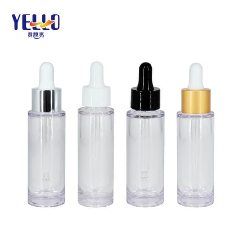 Cylinder Shape Cosmetic Packaging Essence Bottle , PETG Plastic Dropper Bottle 30ml