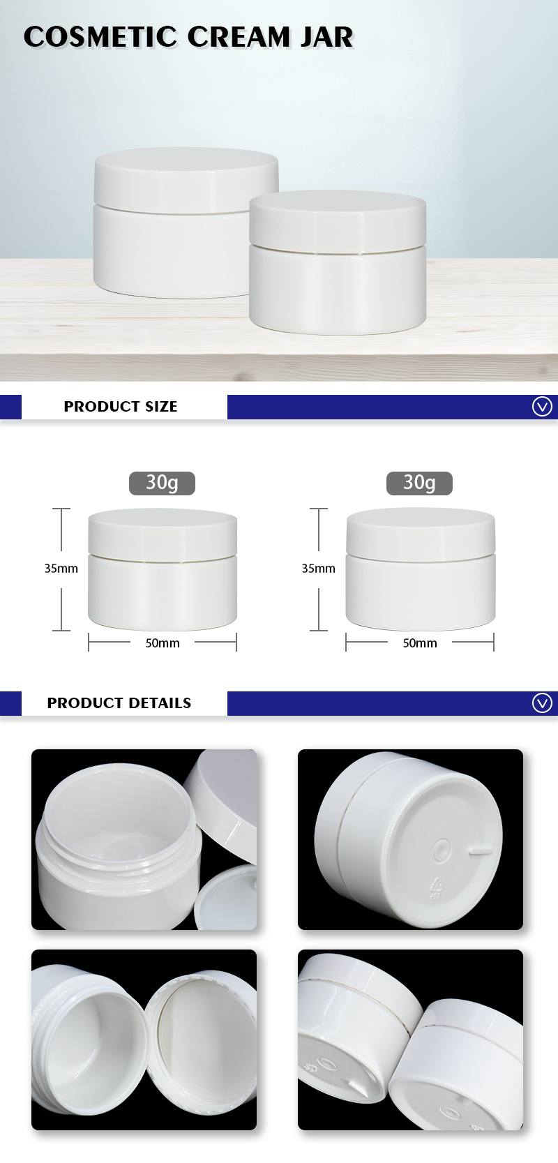 Wholesale White 30g Cosmetic Jar For Face Cream