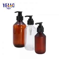 500ml Amber Brown Frosted Shampoo Lotion Bottles Empty , Round Plastic Bottles
