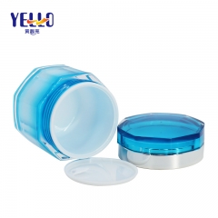 Luxury Gold Blue Acrylic Cream Cosmeitc Jars Wholesale , 95g Double Wall Face Cream Empty Container