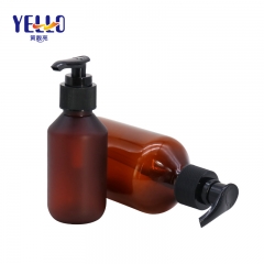 500ml Amber Brown Frosted Shampoo Lotion Bottles Empty , Round Plastic Bottles