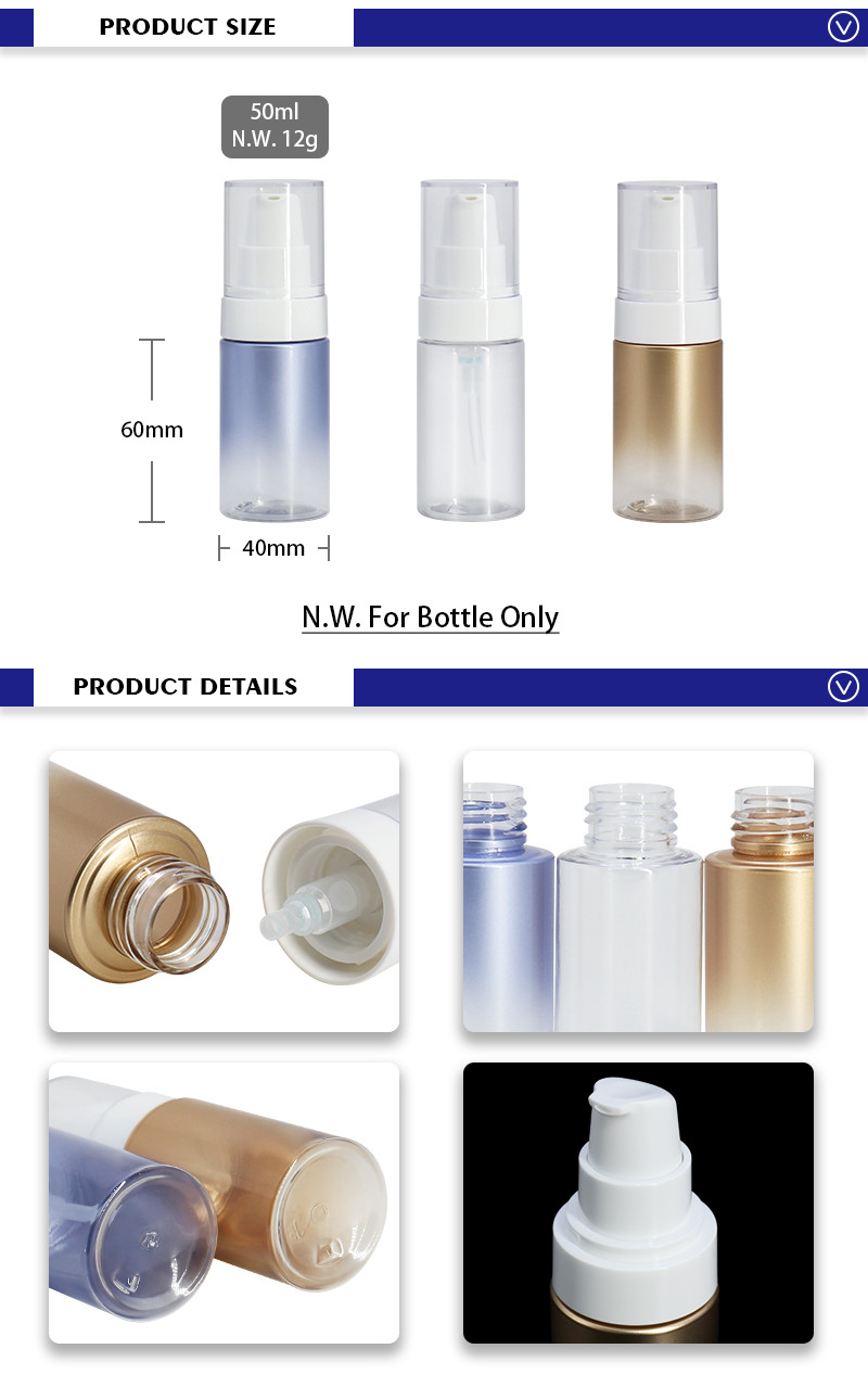 50ml Plastic Fine Facial Toner Bottle , Empty Cosmetic Spraying Containers