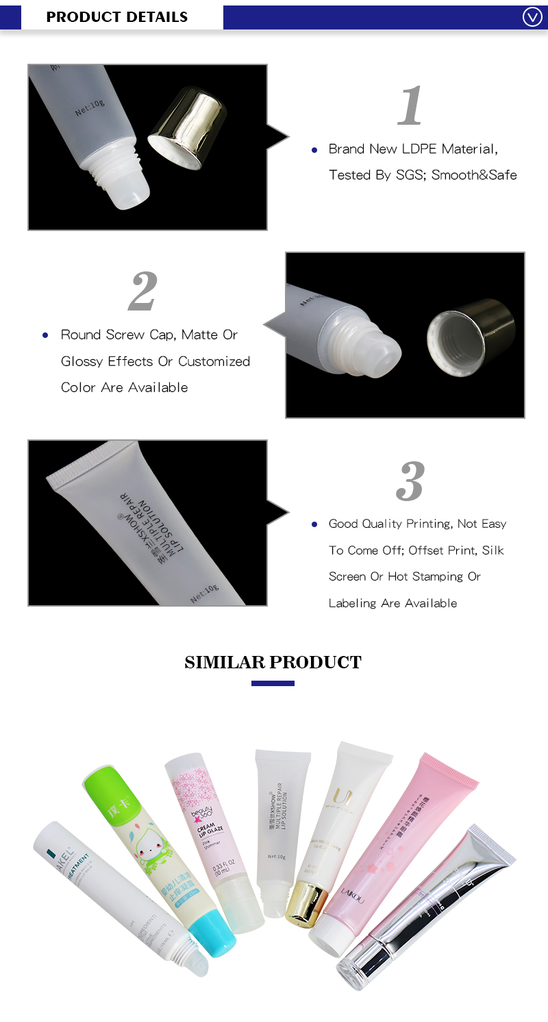 10g Empty Eye Moisturizer Tube Packaging / Transparent Lotion Tubes