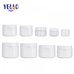 White 1.7 oz 8 oz Cosmetic Jars With Lids , Double Wall Plastic Jar With Spoon