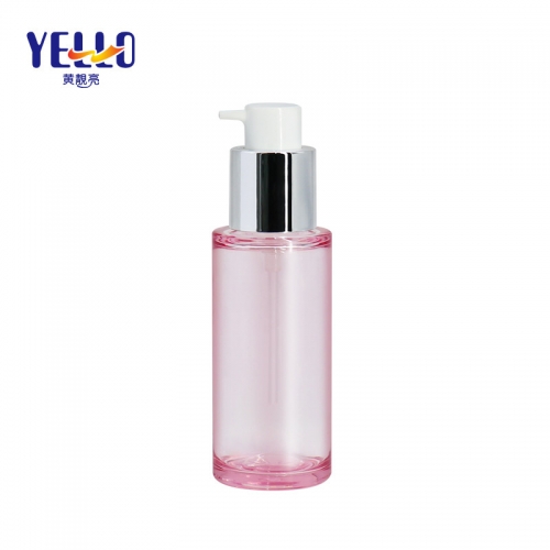 Botellas de loción PETG de plástico rosa claro de 50 ml y 60 ml con bomba plateada