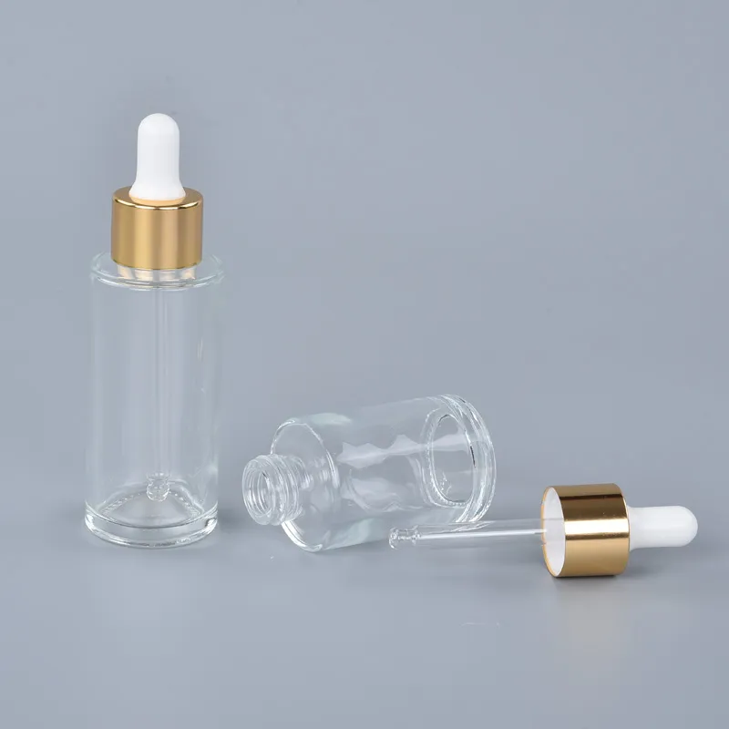 Wholesale Cylinder 20ml 30ml 50ml Glass Dropper Bottles  For Serum Or Oil