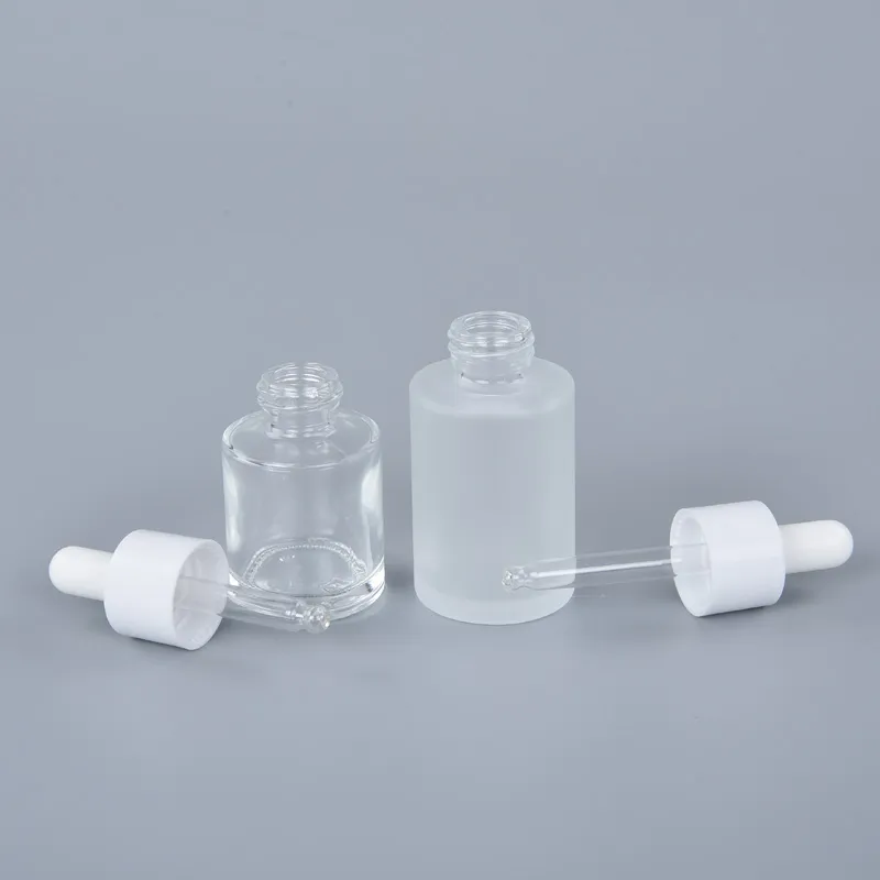 Wholesale Cylinder 20ml 30ml 50ml Glass Dropper Bottles  For Serum